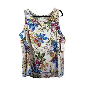 New TIME AND TRU WOMANS XXL 20 blue green pink floral SLEEVELESS TANK Resortcore